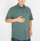 Mens Jack Wolfskin New Mountain Green Checked Short Sleeve Regular Fit Shirt